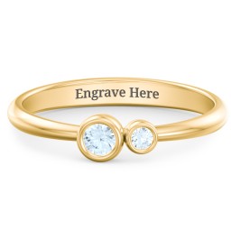Generations 2-Stone Bezel Set Mother's Ring in 18K Gold Plated Silver with Aquamarine