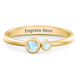 Generations 2-Stone Bezel Set Mother's Ring in 18K Gold Plated Silver with Blue Topaz