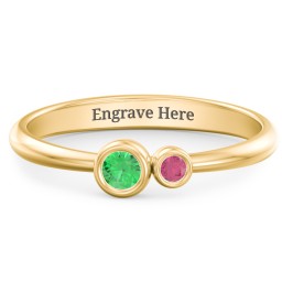 Generations 2-Stone Bezel Set Mother's Ring in 18K Gold Plated Silver with Emerald and Ruby