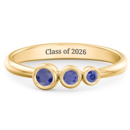 Generations 3-Stone Bezel Set Mother's Ring in 18K Gold Plated Silver with Blue Sapphire