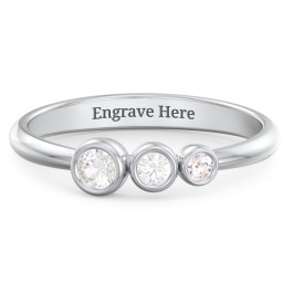 Generations 3-Stone Bezel Set Mother's Ring in 925 Sterling Silver with Cubic Zirconia
