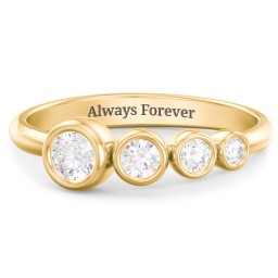 Generations 4-Stone Bezel Set Mother's Ring in 18K Gold Plated Silver with Diamond