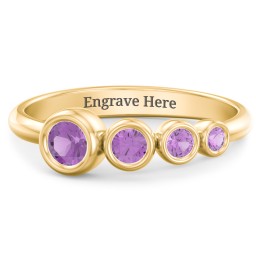 Generations 4-Stone Bezel Set Mother's Ring in 18K Gold Plated Silver with Amethyst