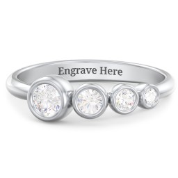 Generations 4-Stone Bezel Set Mother's Ring in 925 Sterling Silver with White Sapphire and Cubic Zirconia