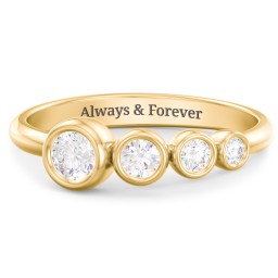 Generations 4-Stone Bezel Set Mother's Ring in 18K Gold Plated Silver with Lab Diamond