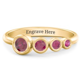 Generations 4-Stone Bezel Set Mother's Ring in 18K Gold Plated Silver with Ruby