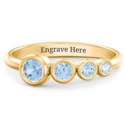 Generations 4-Stone Bezel Set Mother's Ring in 18K Gold Plated Silver with Blue Topaz