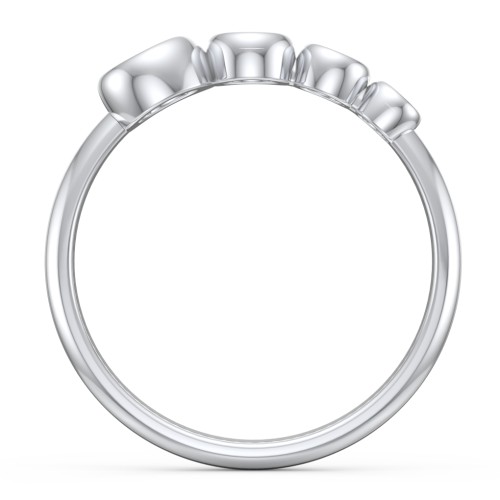 Generations 4-Stone Bezel Set Mother's Ring – 10K White Gold with Aquamarine, Peridot, Pink Tourmaline, and Cubic Zirconia
