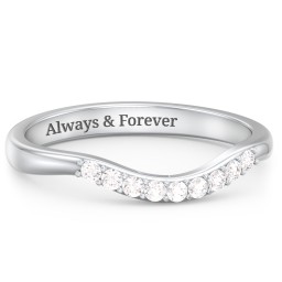Curved Wedding Band With Accents in 925 Sterling Silver with White Premium Zirconia