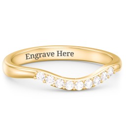 Curved Wedding Band With Accents