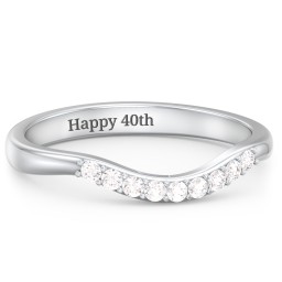 Curved Wedding Band With Accents