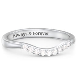 Curved Wedding Band With Accents