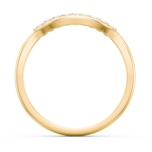 Curved Wedding Band With Accents – 10K Yellow Gold with Diamond