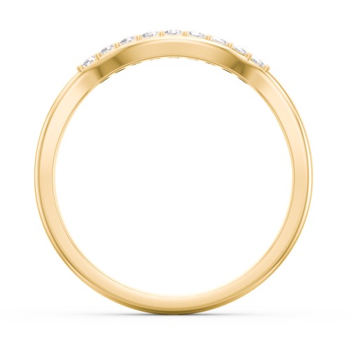 Curved Wedding Band With Accents – 10K Yellow Gold with White Premium Zirconia