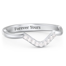 Deep-Curve Wedding Band With Accents in 925 Sterling Silver with White Premium Zirconia