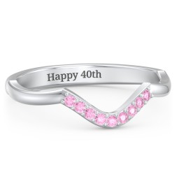 Deep-Curve Wedding Band With Accents