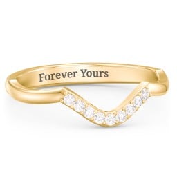 Deep-Curve Wedding Band With Accents