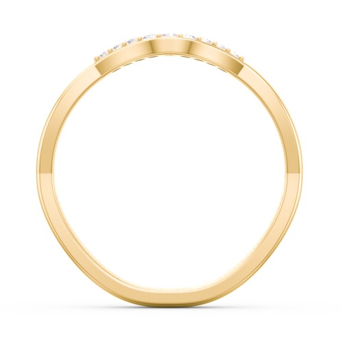 Deep-Curve Wedding Band With Accents – 10K Yellow Gold with White Premium Zirconia