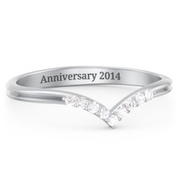 V-Band Wedding Ring With Accents