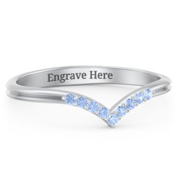 V-Band Wedding Ring With Accents