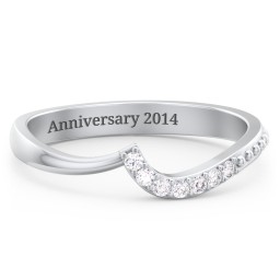 Curved Asymmetrical Wedding Band With Accents