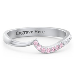 Curved Asymmetrical Wedding Band With Accents