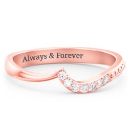 Curved Asymmetrical Wedding Band With Accents