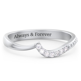 Curved Asymmetrical Wedding Band With Accents