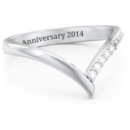 Deep-V Wedding Band With Accents