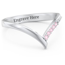 Deep-V Wedding Band With Accents