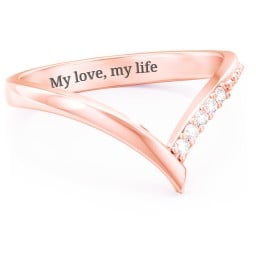 Deep-V Wedding Band With Accents