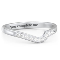 Curved Asymmetrical Wedding Band With Accents