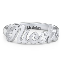 Solid Sterling Silver Custom Name Ring Single Name Ring Personalized Name  Ring | eBay