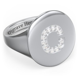 Pavé Initial Signet Ring - C