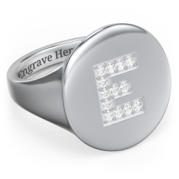 Pavé Initial Signet Ring - E