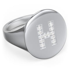 Pavé Initial Signet Ring - H