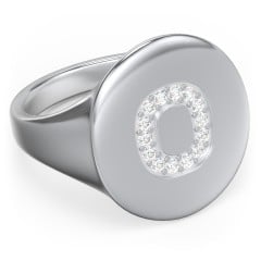Pavé Initial Signet Ring - O