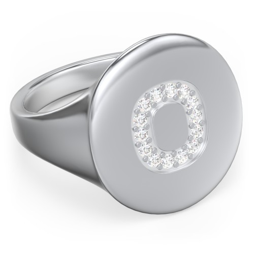 Pavé Initial Signet Ring - O