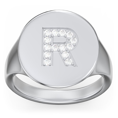 Pavé Initial Signet Ring - R