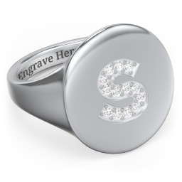 Pavé Initial Signet Ring - S