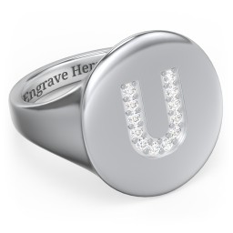 Pavé Initial Signet Ring - U