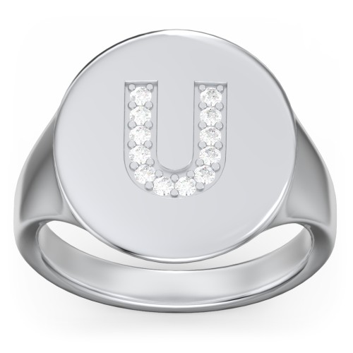 Pavé Initial Signet Ring - U