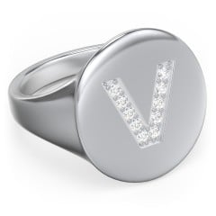 Pavé Initial Signet Ring - V