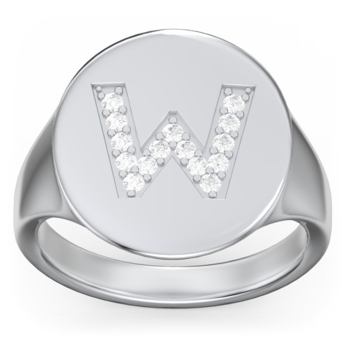 Pavé Initial Signet Ring - W