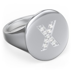 Pavé Initial Signet Ring - X – Sterling Silver with White Premium Zirconia