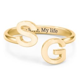 Double Initial Open Cuff Ring