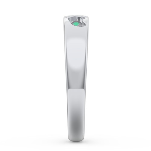 Baby Footprint Cutout Band with Birthstone – Sterling Silver with Emerald