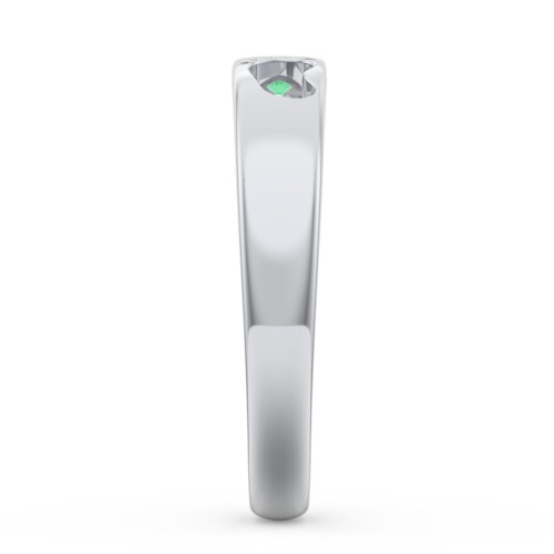 Baby Footprint Cutout Band with Birthstone – Sterling Silver with Emerald