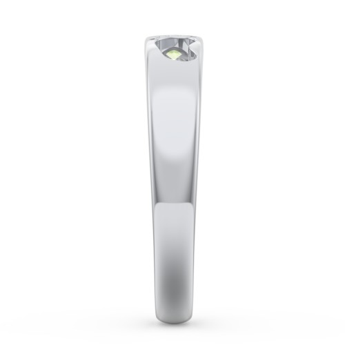 Baby Footprint Cutout Band with 2 Birthstones – Sterling Silver with Peridot