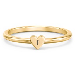 Engravable Dainty Heart Ring in 10K Solid Yellow Gold